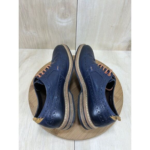 Clarks Pitney Limit Blue Brogue Brown Leather Wingtip Shoes Mens Size 8.5 - Picture 5 of 8